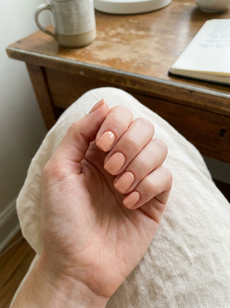 Peachy Nude School Nails als Back to School Nails Inspiration 2026